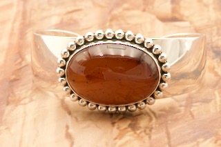 Artie Yellowhorse Genuine Brazilian Agate Sterling Silver Navajo Bracelet